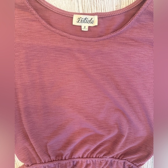 Listicle T-Shirt Dress with Tie Waist Mauve size S - Picture 5 of 10